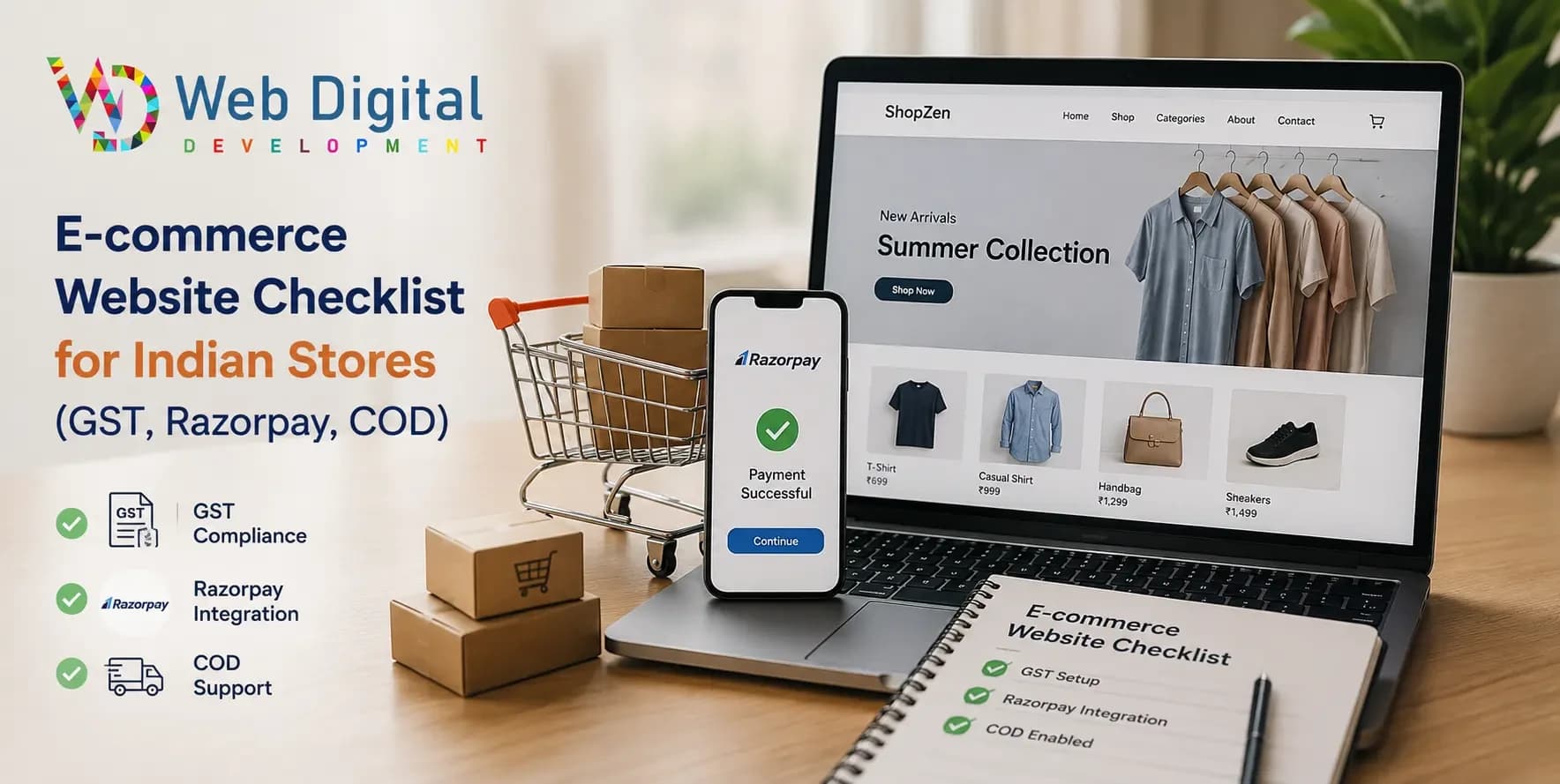 E-commerce Website Checklist for Indian Stores (GST, Razorpay, COD)
